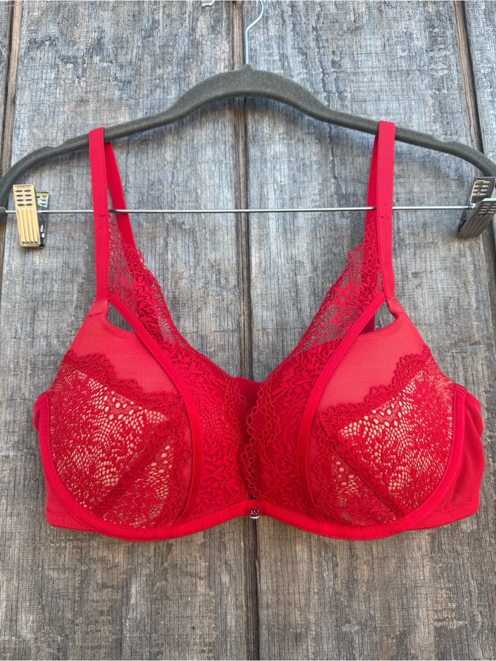 Adore Me Sexy Red Lace Underwire Push Up Bra 34D Elegant Night Out Romantic